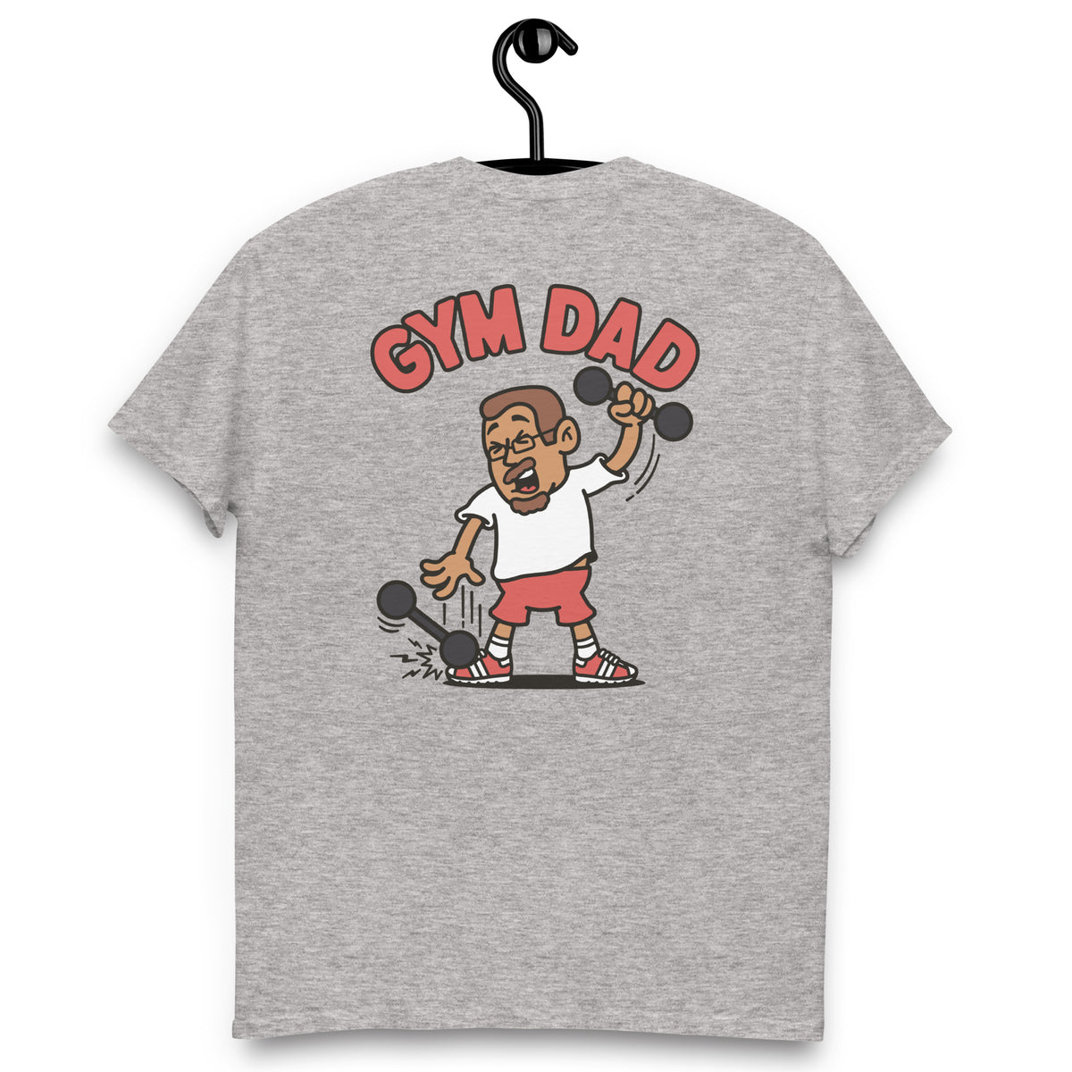 Gym Brown Hair Tan Skin Tone Glasses Short Moustache & Chin Beard Dad T-Shirt