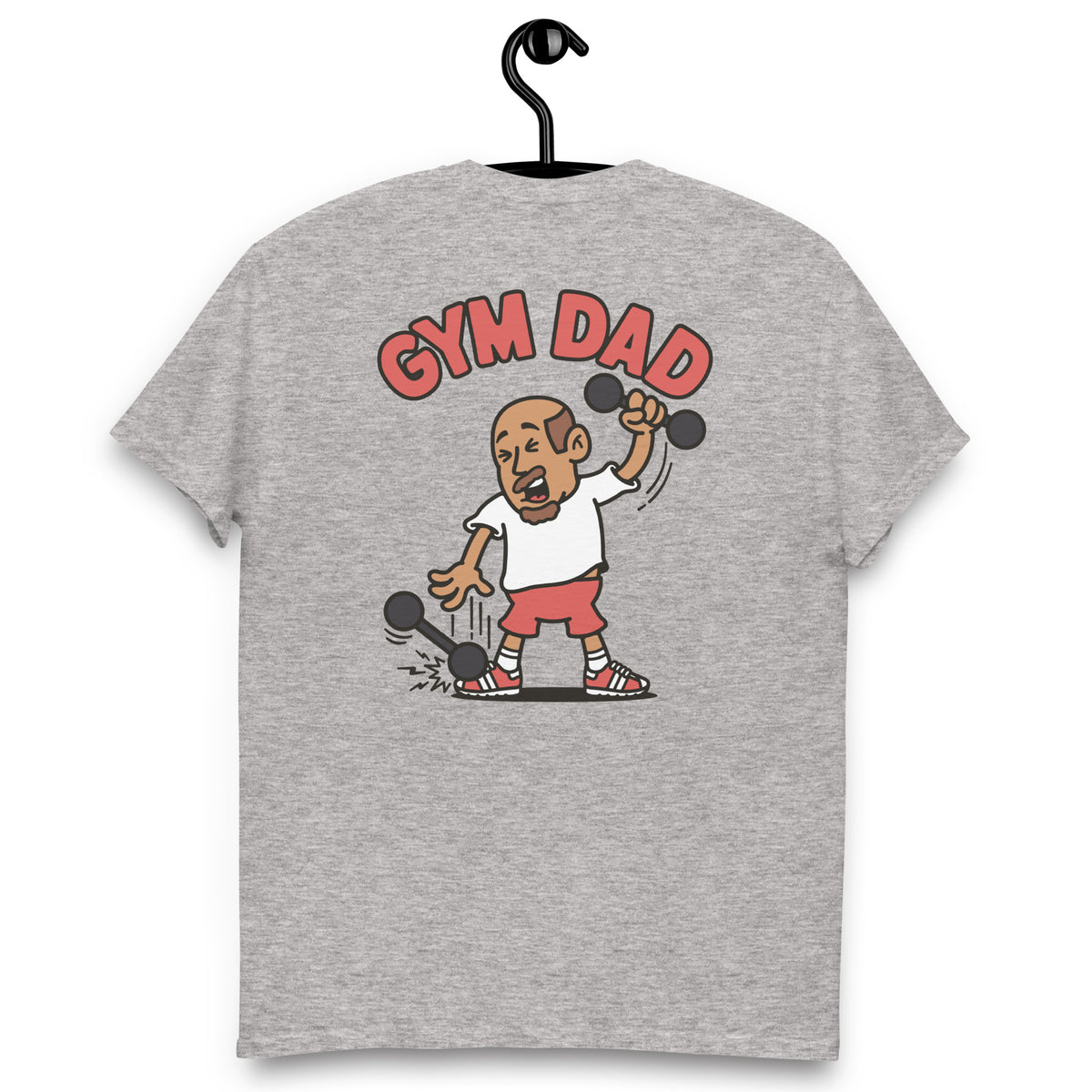 Gym Brown Hair Tan Skin Tone No-Glasses Bald Moustache & Chin Beard Dad T-Shirt