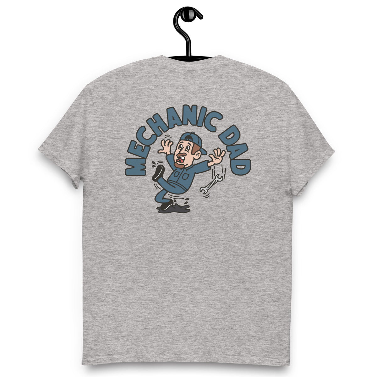 Mechanic Brown Hair Light Skin Tone No-Glasses Moustache & Chin Beard Dad T-Shirt