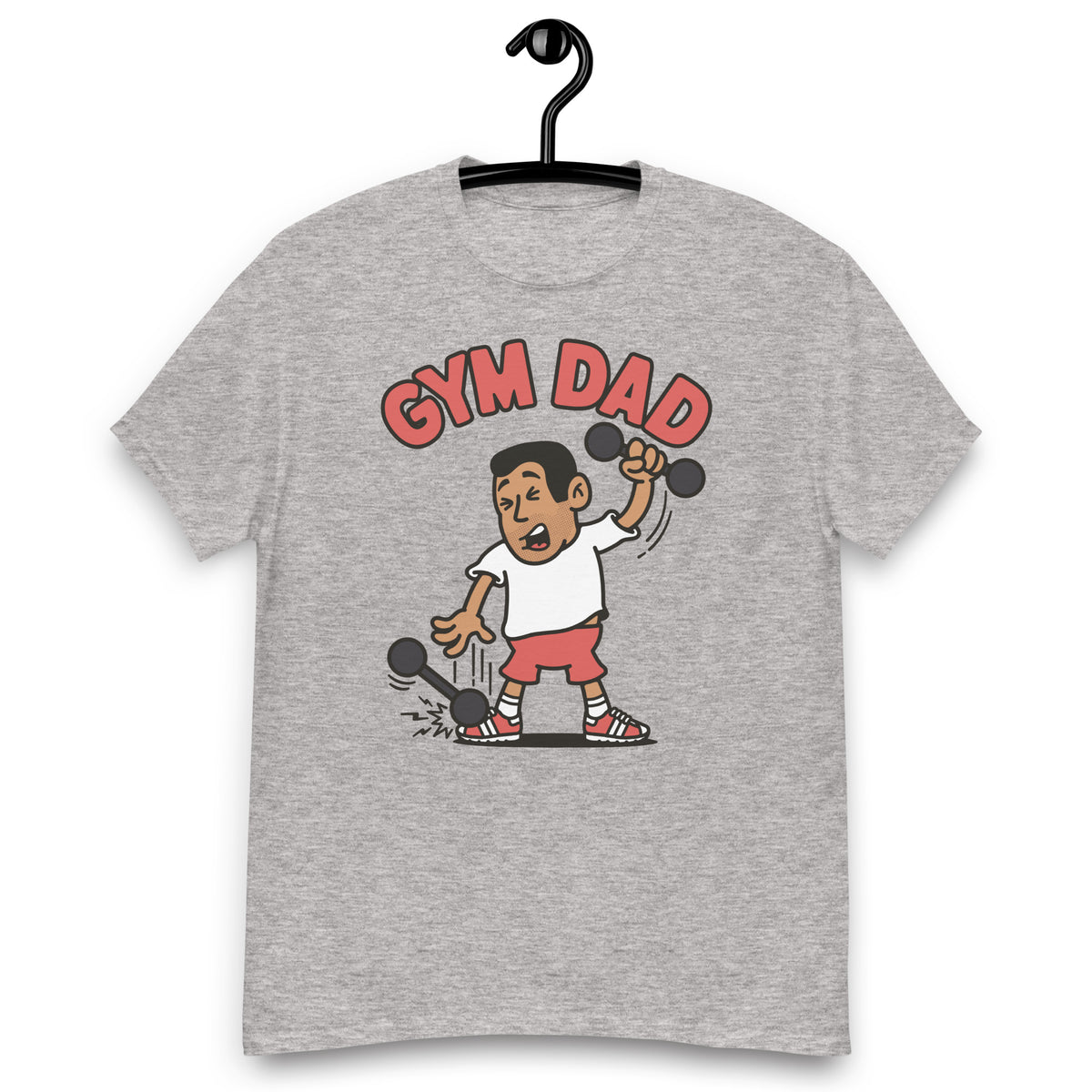 Gym Black Hair Tan Skin Tone No-Glasses Short Stubble Dad T-Shirt