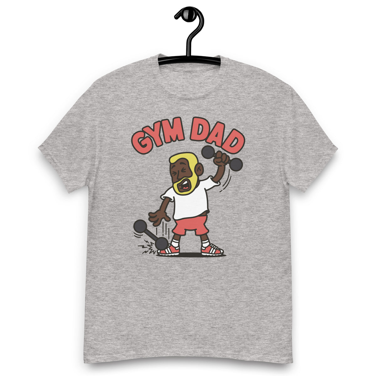 Gym Blond Hair Dark Skin Tone No-Glasses Short Beard Dad T-Shirt