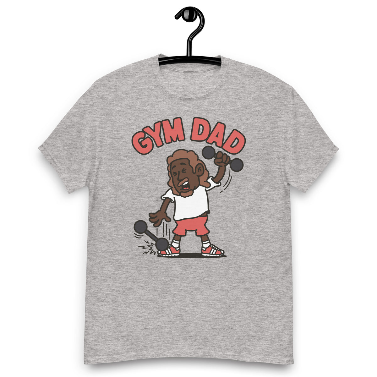 Gym Brown Hair Dark Skin Tone No-Glasses Long Moustache & Chin Beard Dad T-Shirt