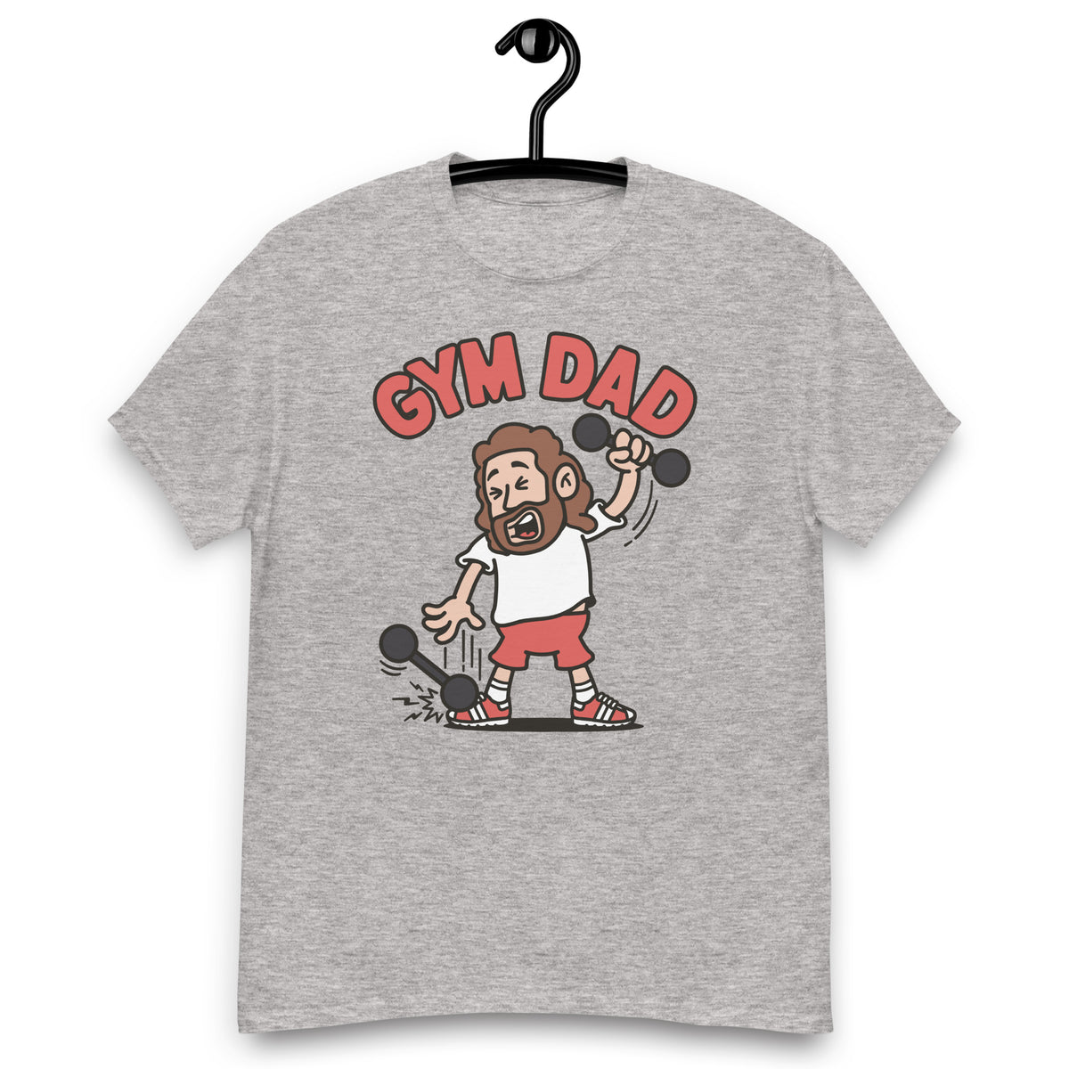 Gym Brown Hair Light Skin Tone No-Glasses Long Beard Dad T-Shirt