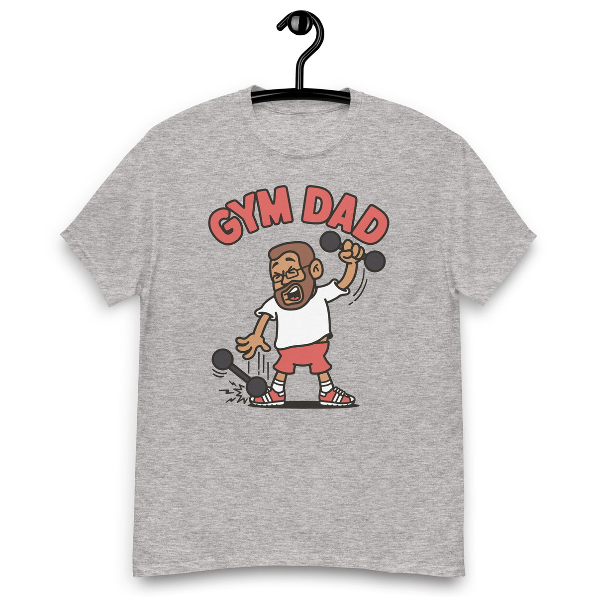 Gym Brown Hair Tan Skin Tone Glasses Short Beard Dad T-Shirt