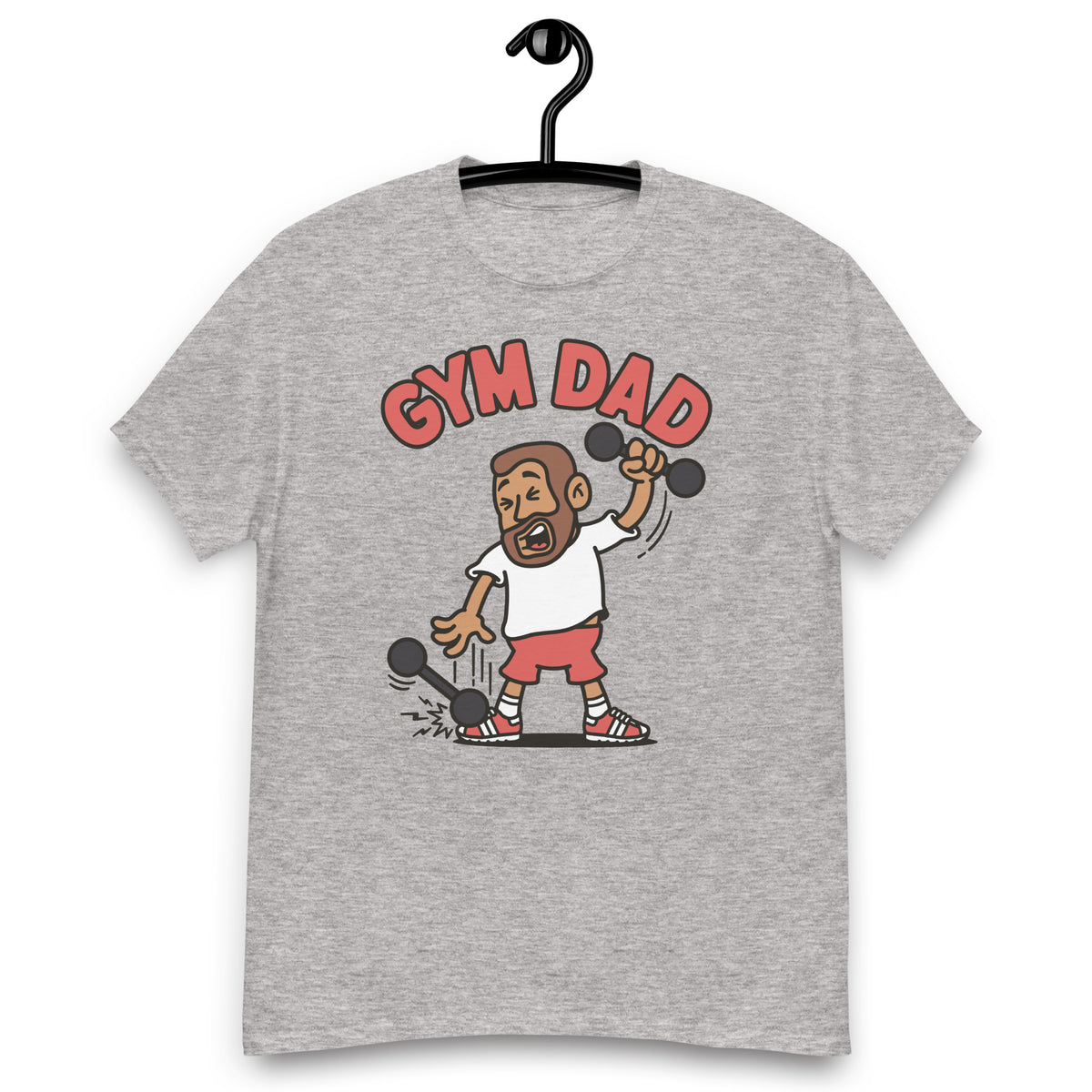 Gym Brown Hair Tan Skin Tone No-Glasses Short Beard Dad T-Shirt