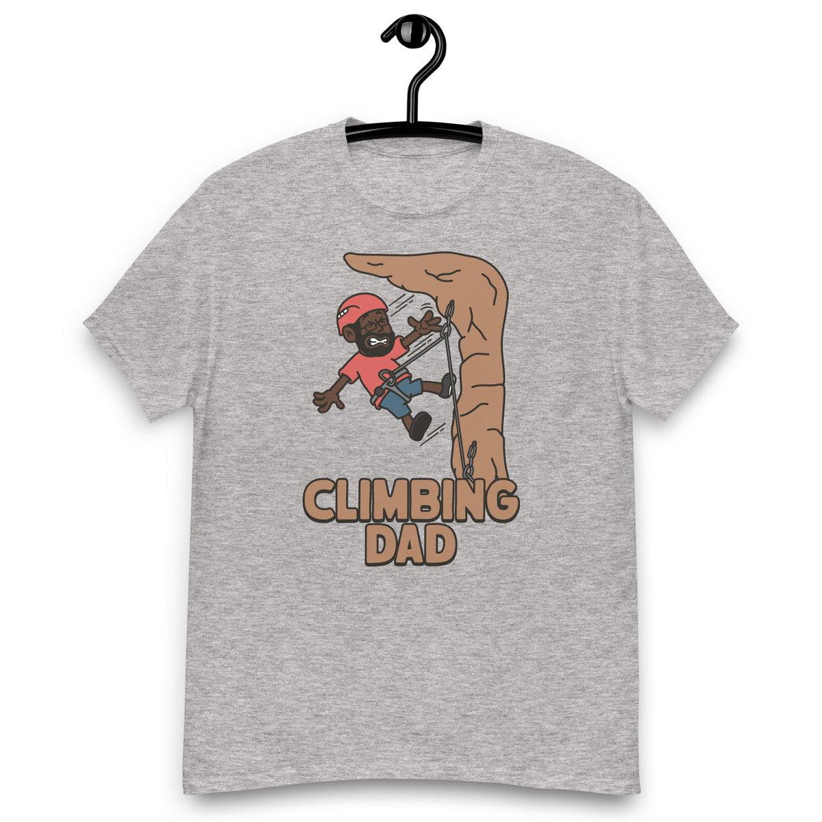 Climbing Black Hair Dark Skin Tone Glasses Beard Dad T-Shirt