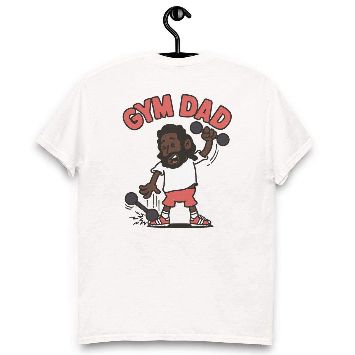 Gym Black Hair Dark Skin Tone No-Glasses Long Beard Dad T-Shirt