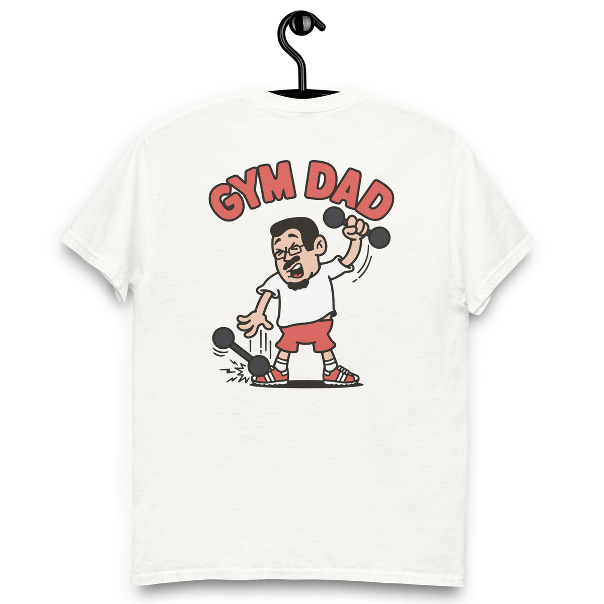 Gym Black Hair Light Skin Tone Glasses Short Moustache & Chin Beard Dad T-Shirt