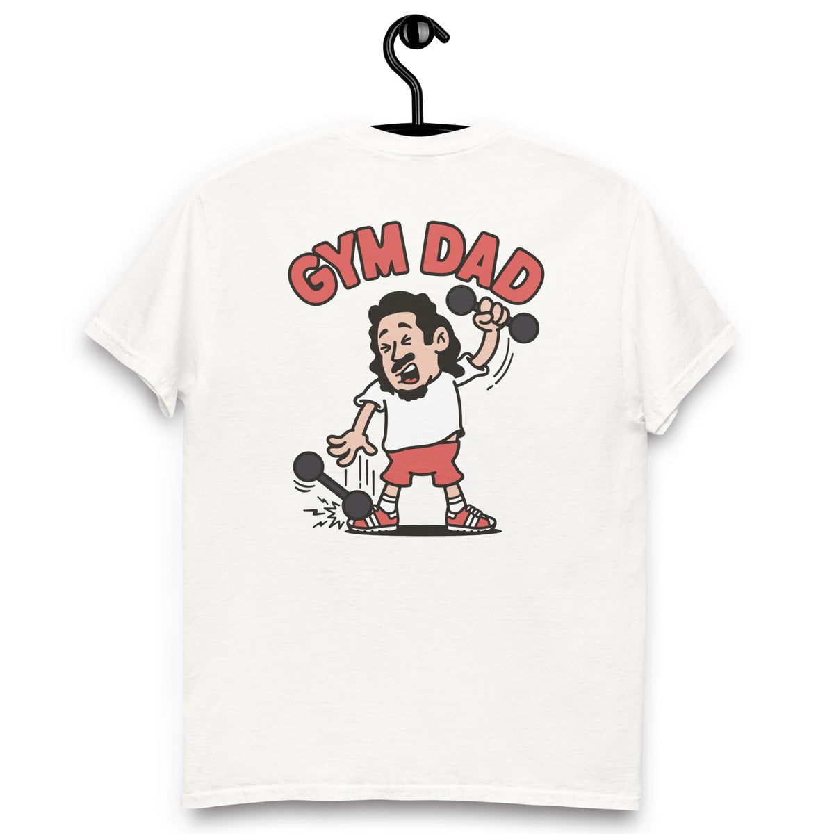 Gym Black Hair Light Skin Tone No-Glasses Long Moustache & Chin Beard Dad T-Shirt