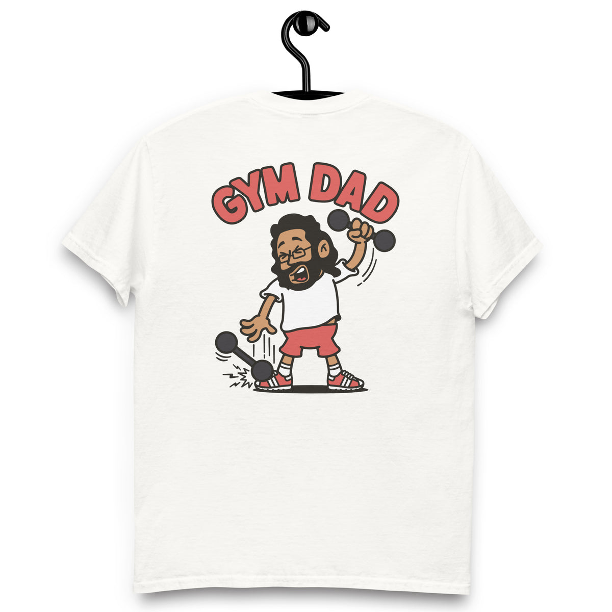 Gym Black Hair Tan Skin Tone Glasses Long Beard Dad T-Shirt
