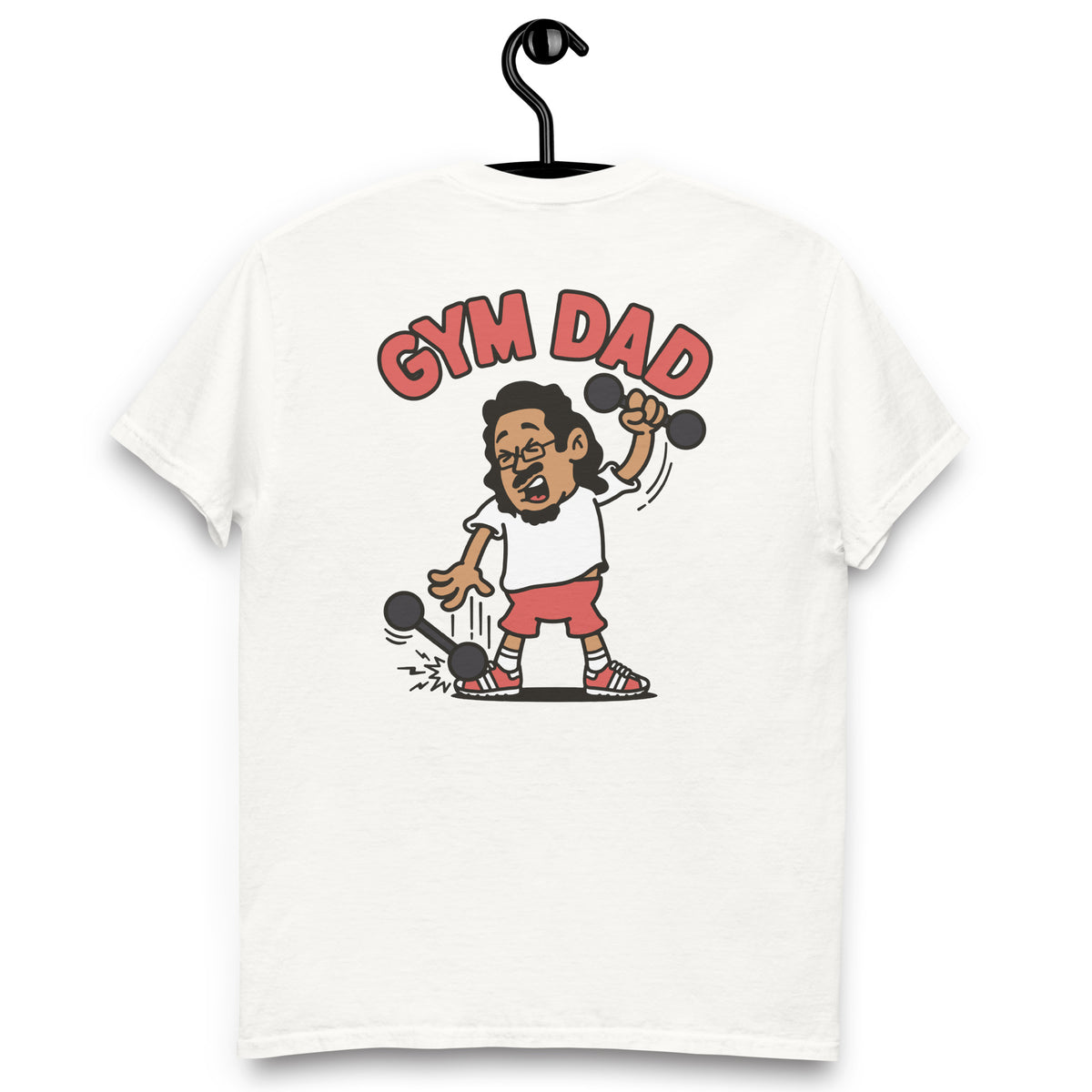 Gym Black Hair Tan Skin Tone Glasses Long Moustache & Chin Beard Dad T-Shirt