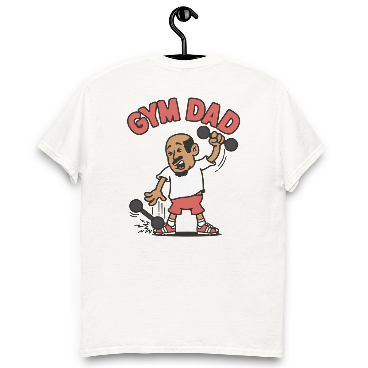Gym Black Hair Tan Skin Tone No-Glasses Bald Moustache & Chin Beard Dad T-Shirt