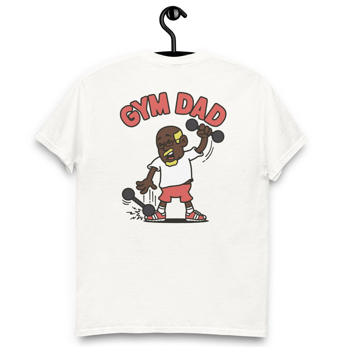 Gym Blond Hair Dark Skin Tone Glasses Bald Moustache & Chin Beard Dad T-Shirt