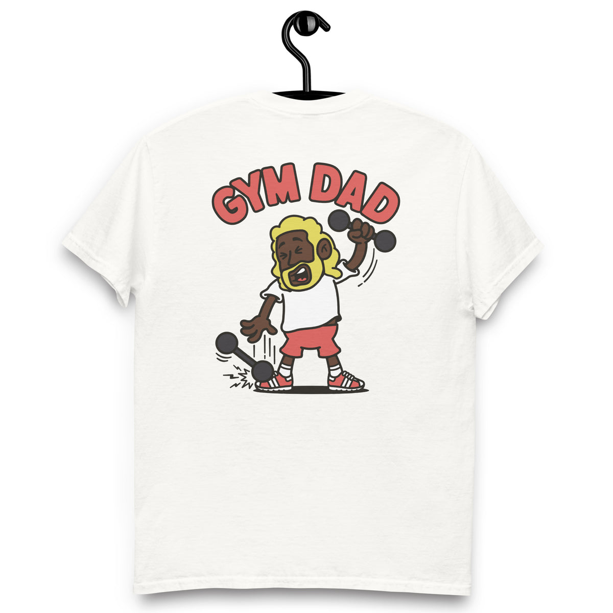 Gym Blond Hair Dark Skin Tone No-Glasses Long Beard Dad T-Shirt