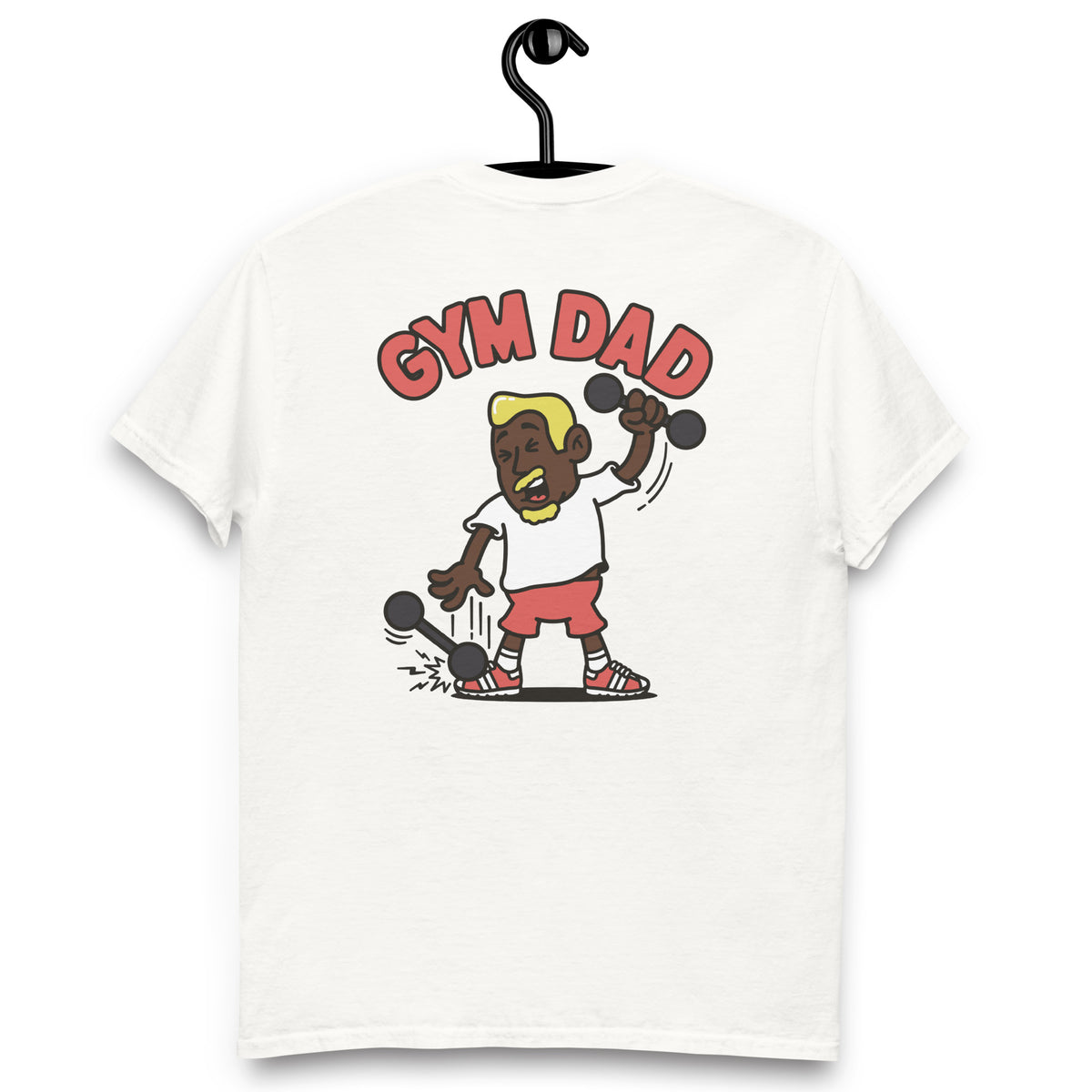 Gym Blond Hair Dark Skin Tone No-Glasses Medium Moustache & Chin Beard Dad T-Shirt
