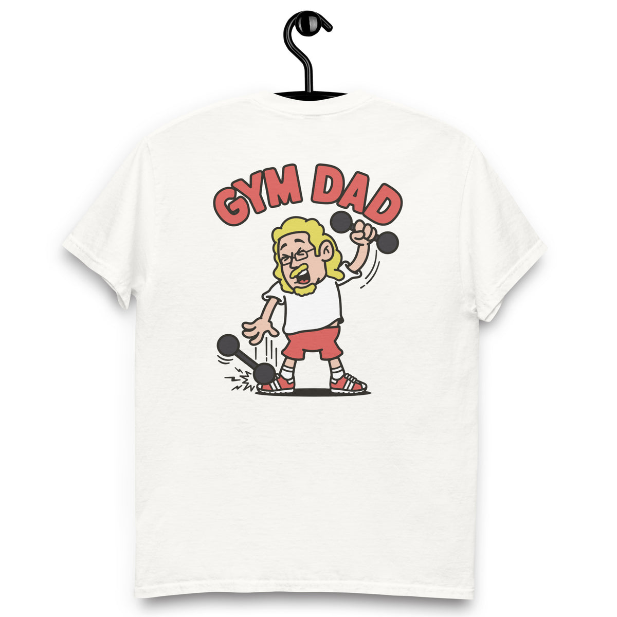 Gym Blond Hair Light Skin Tone Glasses Long Moustache & Chin Beard Dad T-Shirt