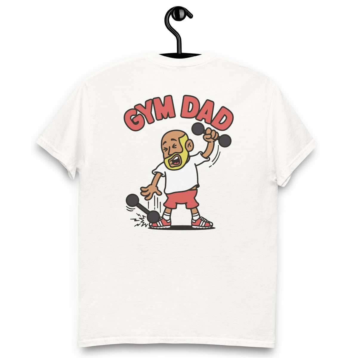 Gym Blond Hair Tan Skin Tone No-Glasses Bald Beard Dad T-Shirt
