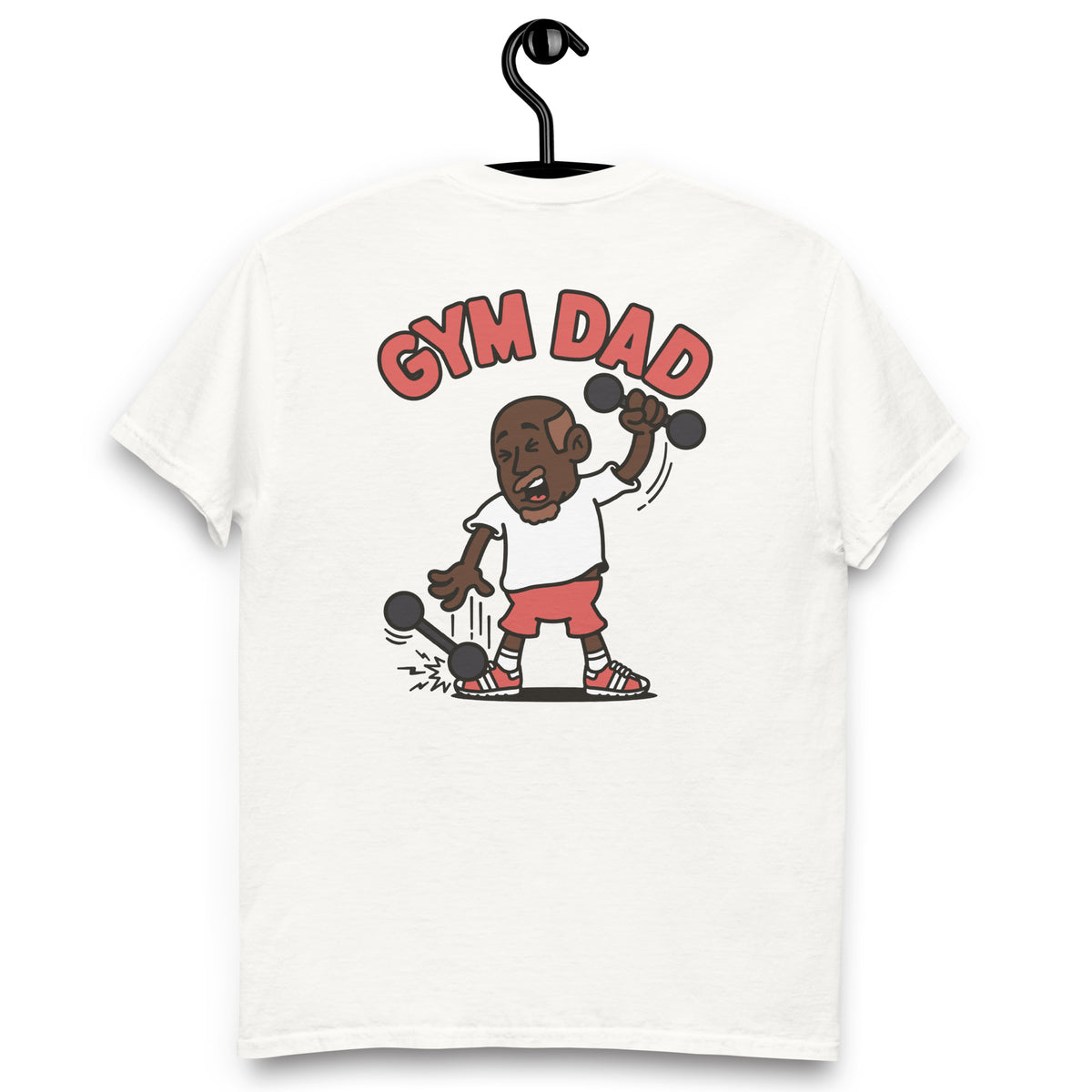Gym Brown Hair Dark Skin Tone No-Glasses Bald Moustache & Chin Beard Dad T-Shirt