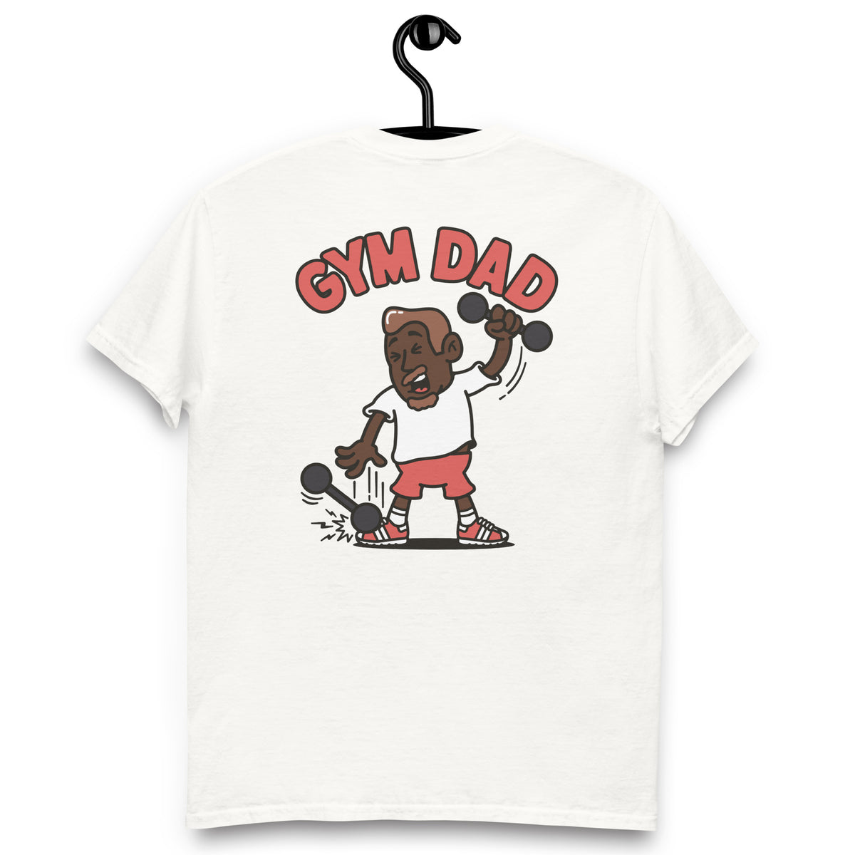 Gym Brown Hair Dark Skin Tone No-Glasses Medium Moustache & Chin Beard Dad T-Shirt