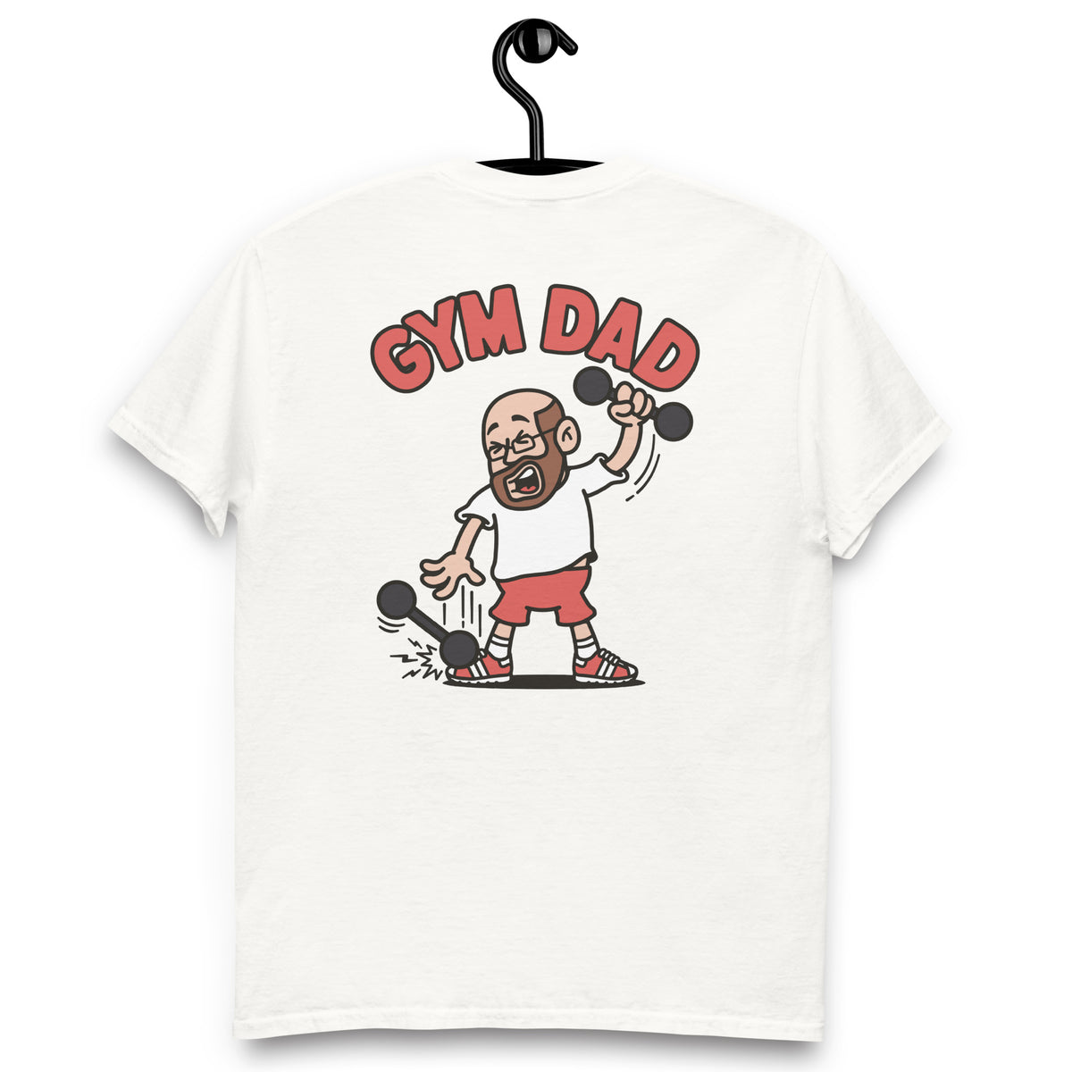Gym Brown Hair Light Skin Tone Glasses Bald Beard Dad T-Shirt