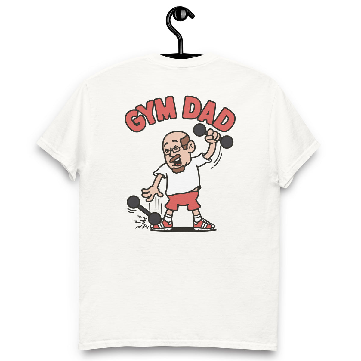 Gym Brown Hair Light Skin Tone Glasses Bald Moustache & Chin Beard Dad T-Shirt