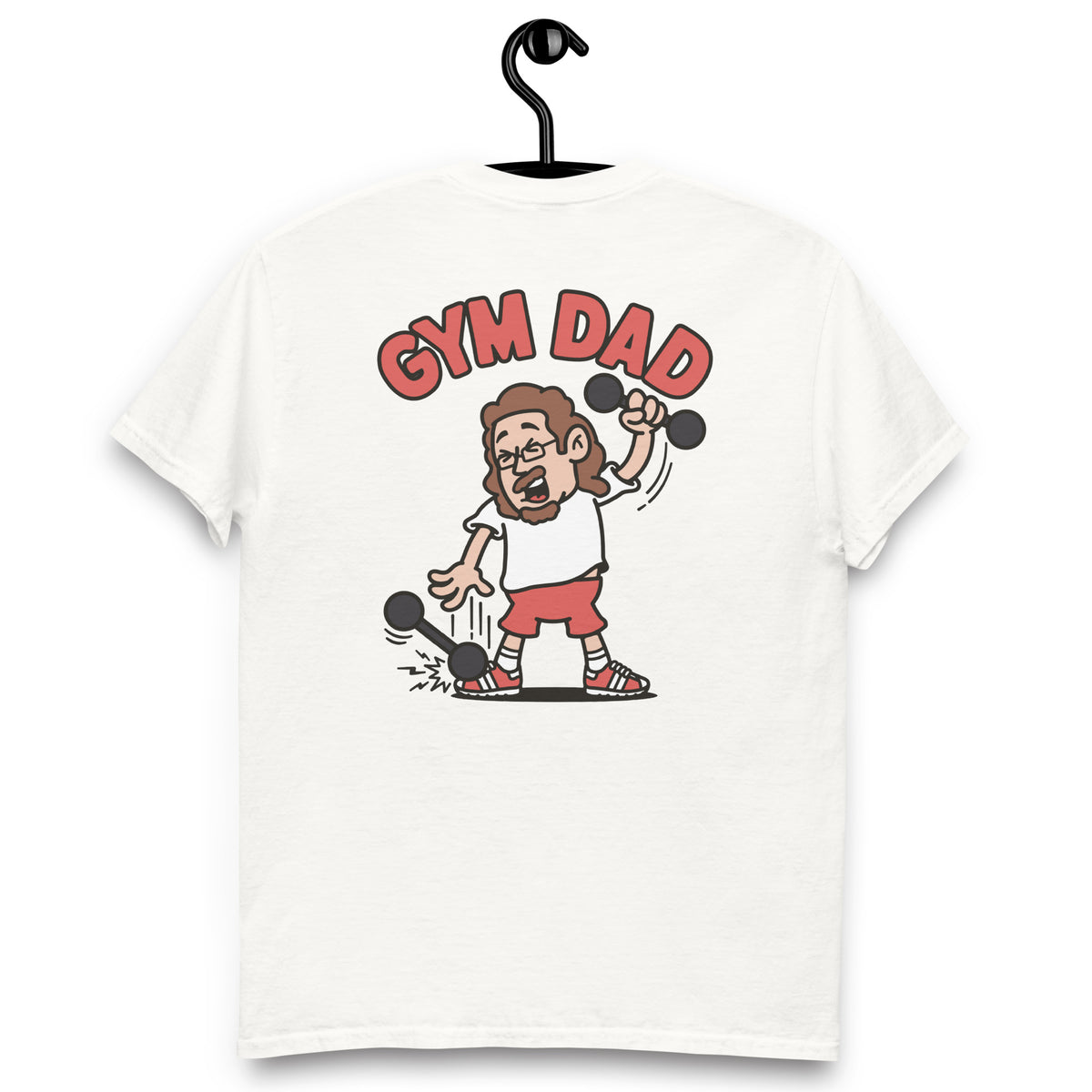 Gym Brown Hair Light Skin Tone Glasses Long Moustache & Chin Beard Dad T-Shirt