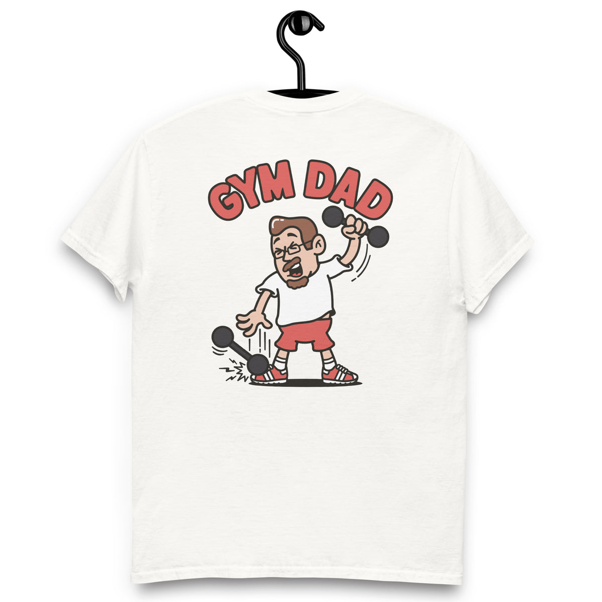 Gym Brown Hair Light Skin Tone Glasses Medium Moustache & Chin Beard Dad T-Shirt