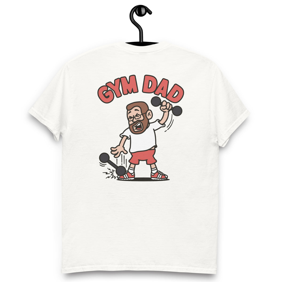 Gym Brown Hair Light Skin Tone Glasses Short Beard Dad T-Shirt