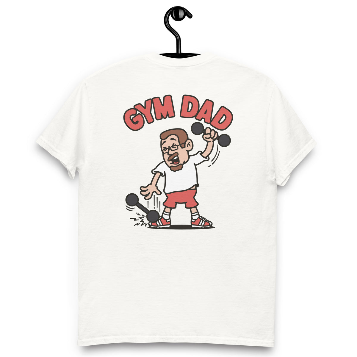 Gym Brown Hair Light Skin Tone Glasses Short Moustache & Chin Beard Dad T-Shirt