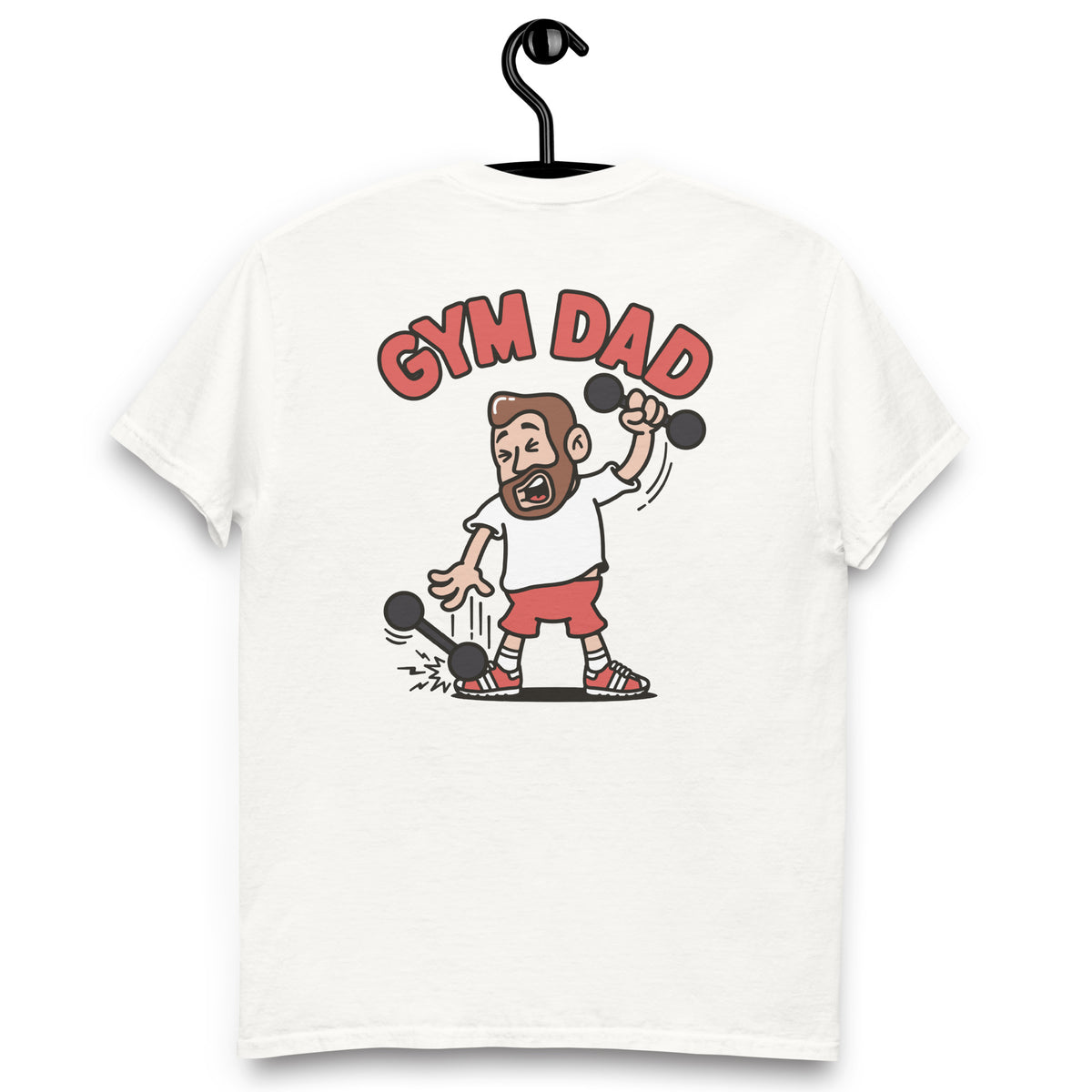 Gym Brown Hair Light Skin Tone No-Glasses Medium Beard Dad T-Shirt