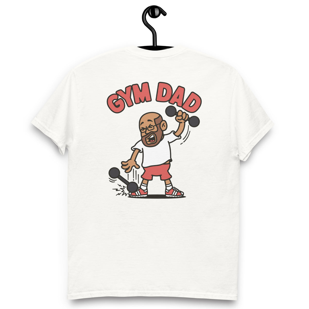 Gym Brown Hair Tan Skin Tone Glasses Bald Beard Dad T-Shirt