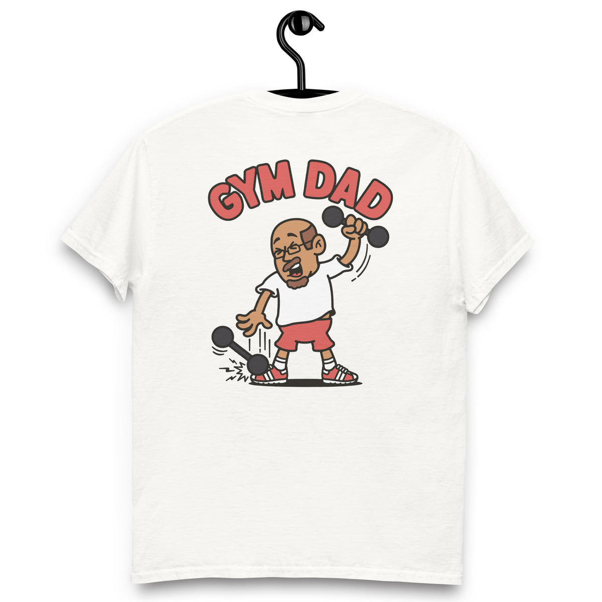 Gym Brown Hair Tan Skin Tone Glasses Bald Moustache & Chin Beard Dad T-Shirt