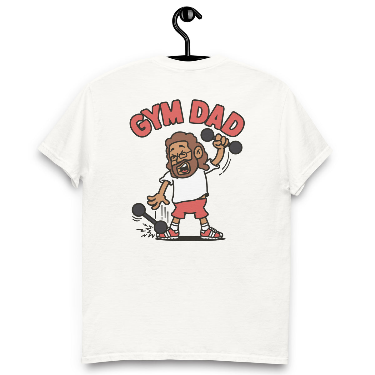 Gym Brown Hair Tan Skin Tone Glasses Long Beard Dad T-Shirt