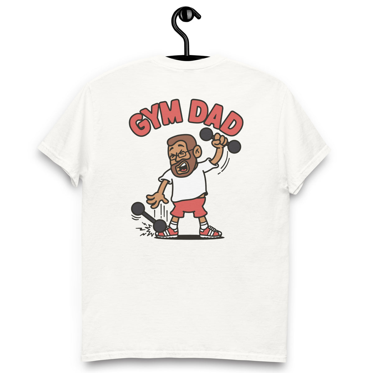 Gym Brown Hair Tan Skin Tone Glasses Short Beard Dad T-Shirt