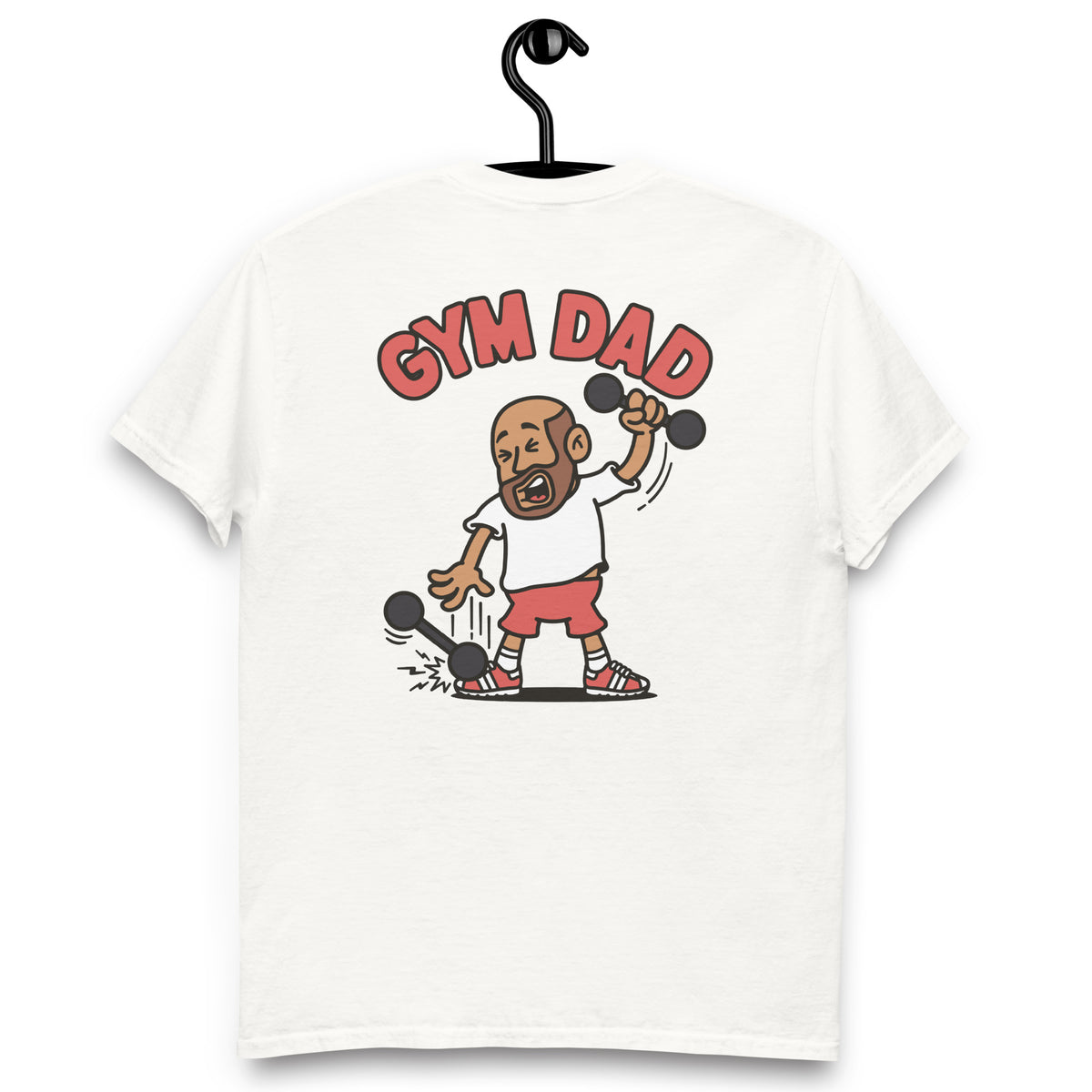 Gym Brown Hair Tan Skin Tone No-Glasses Bald Beard Dad T-Shirt