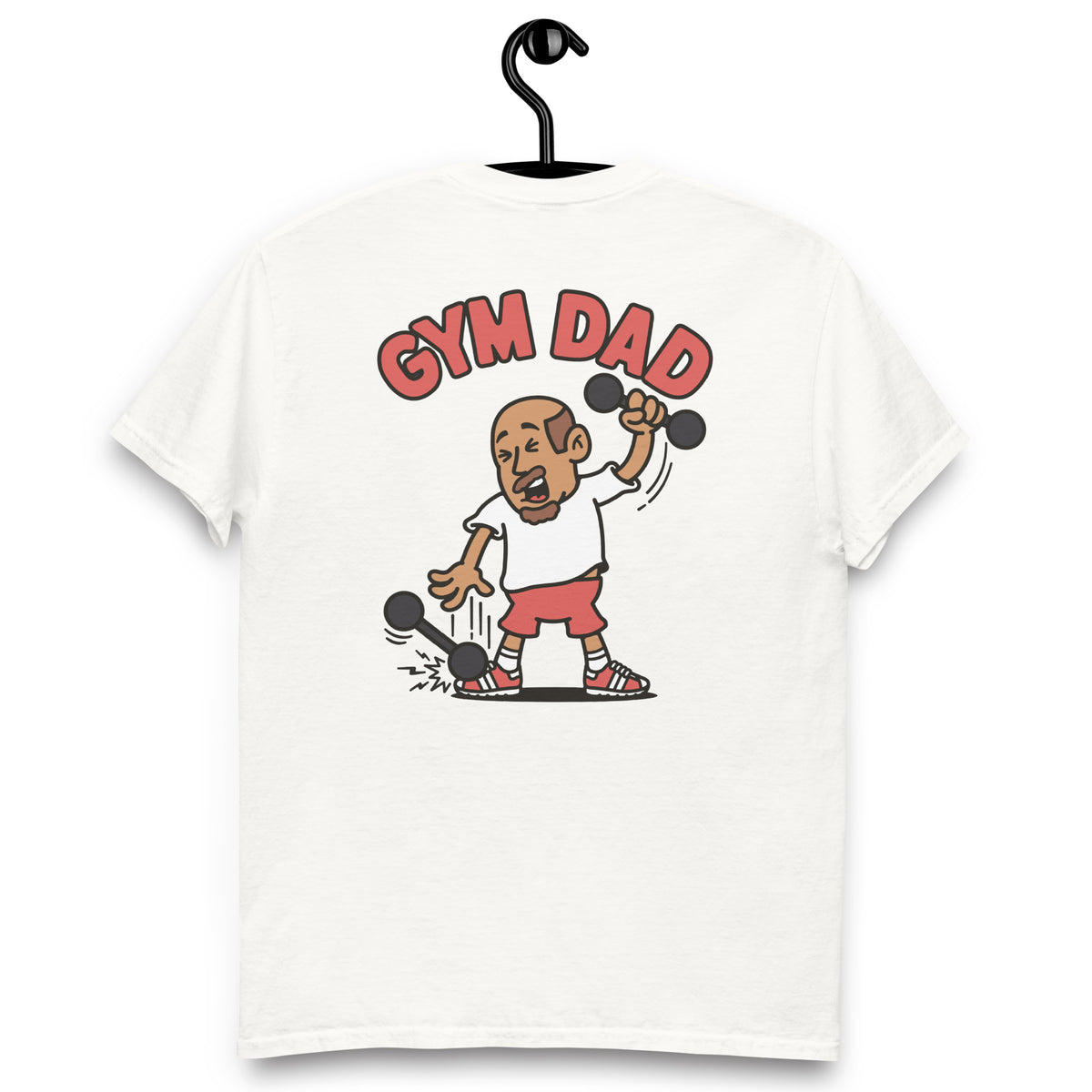Gym Brown Hair Tan Skin Tone No-Glasses Bald Moustache & Chin Beard Dad T-Shirt