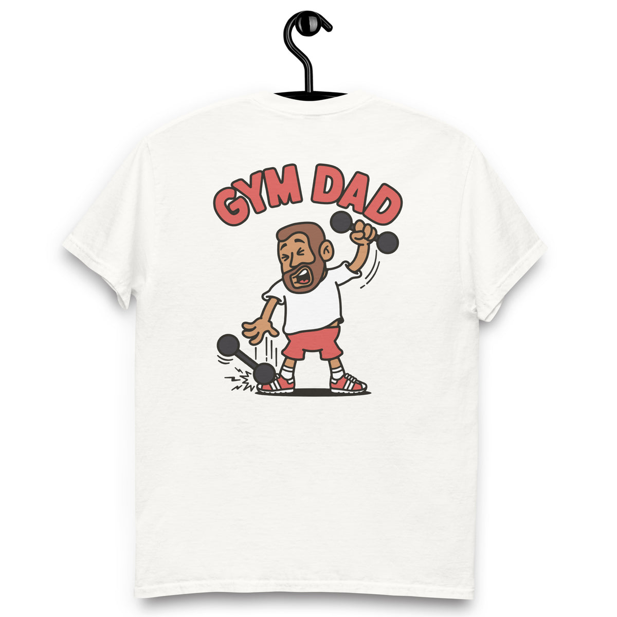 Gym Brown Hair Tan Skin Tone No-Glasses Short Beard Dad T-Shirt