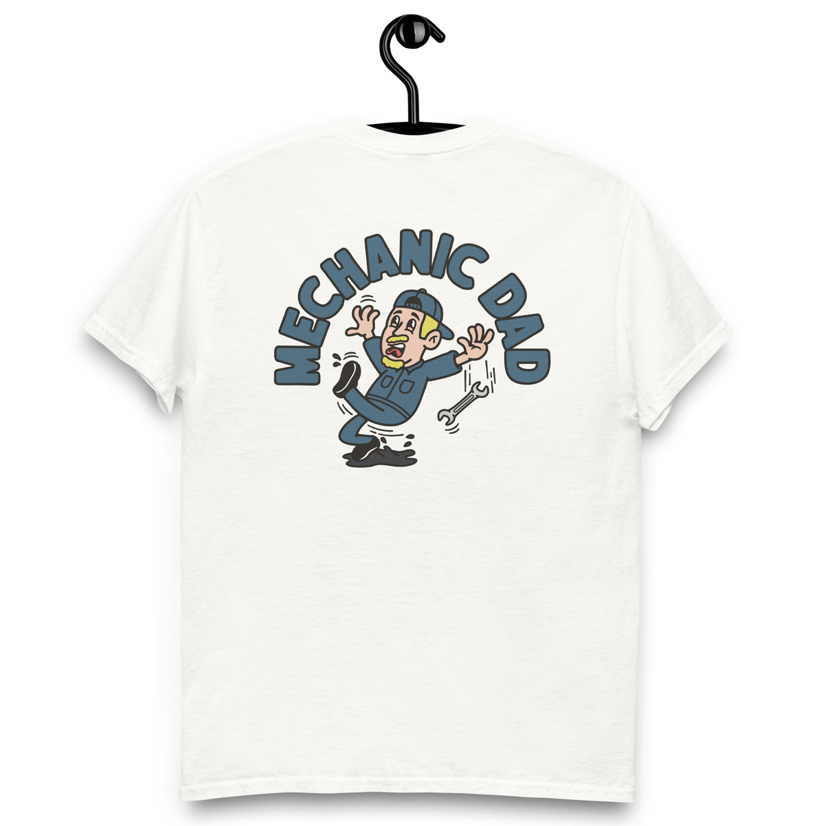 Mechanic Blond Hair Light Skin Tone No-Glasses Moustache & Chin Beard Dad T-Shirt