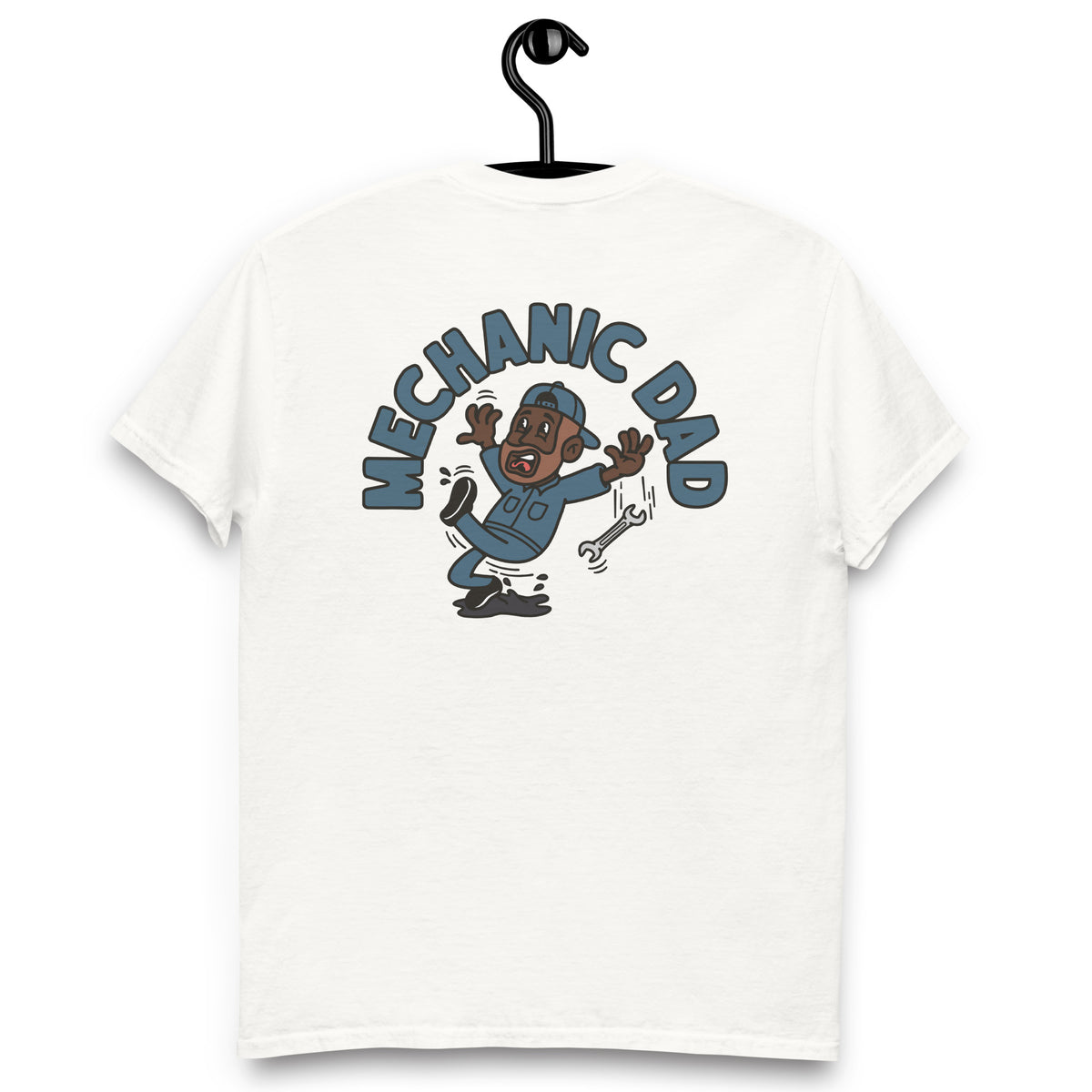 Mechanic Brown Hair Dark Skin Tone No-Glasses Beard Dad T-Shirt