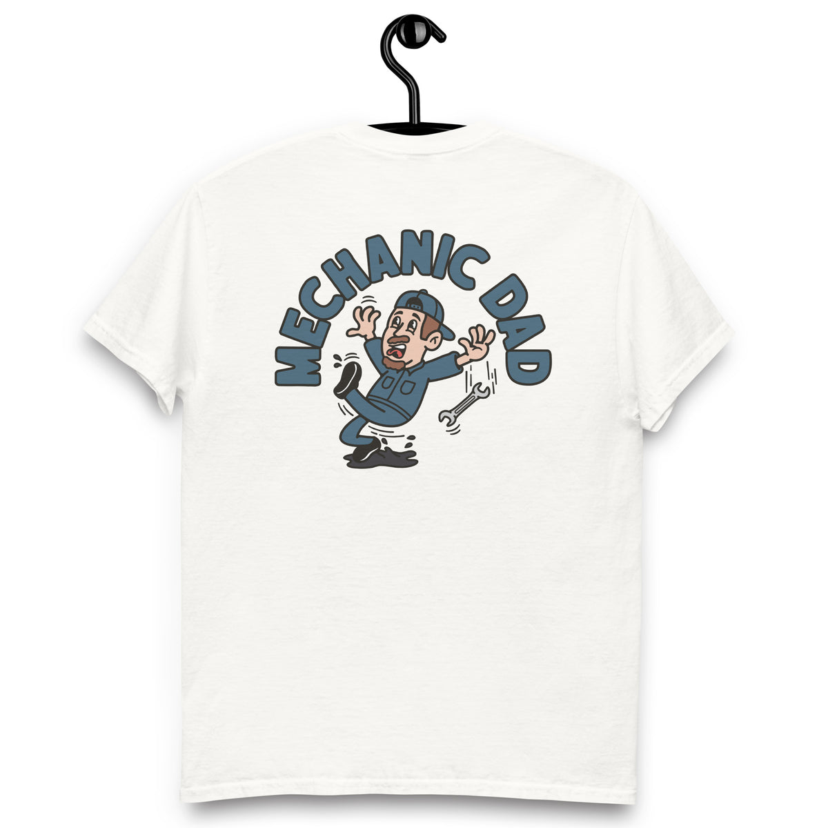 Mechanic Brown Hair Light Skin Tone No-Glasses Moustache & Chin Beard Dad T-Shirt