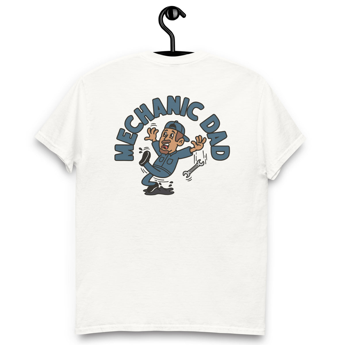 Mechanic Brown Hair Tan Skin Tone No-Glasses Moustache & Chin Beard Dad T-Shirt