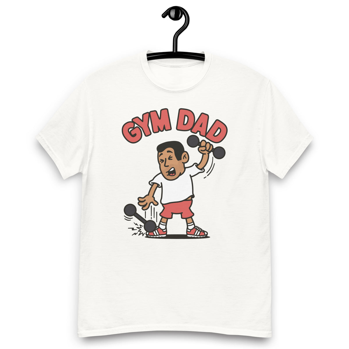 Gym Black Hair Tan Skin Tone No-Glasses Short Stubble Dad T-Shirt