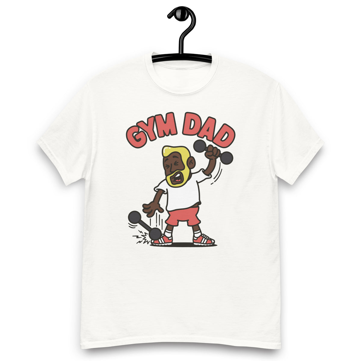 Gym Blond Hair Dark Skin Tone No-Glasses Medium Beard Dad T-Shirt