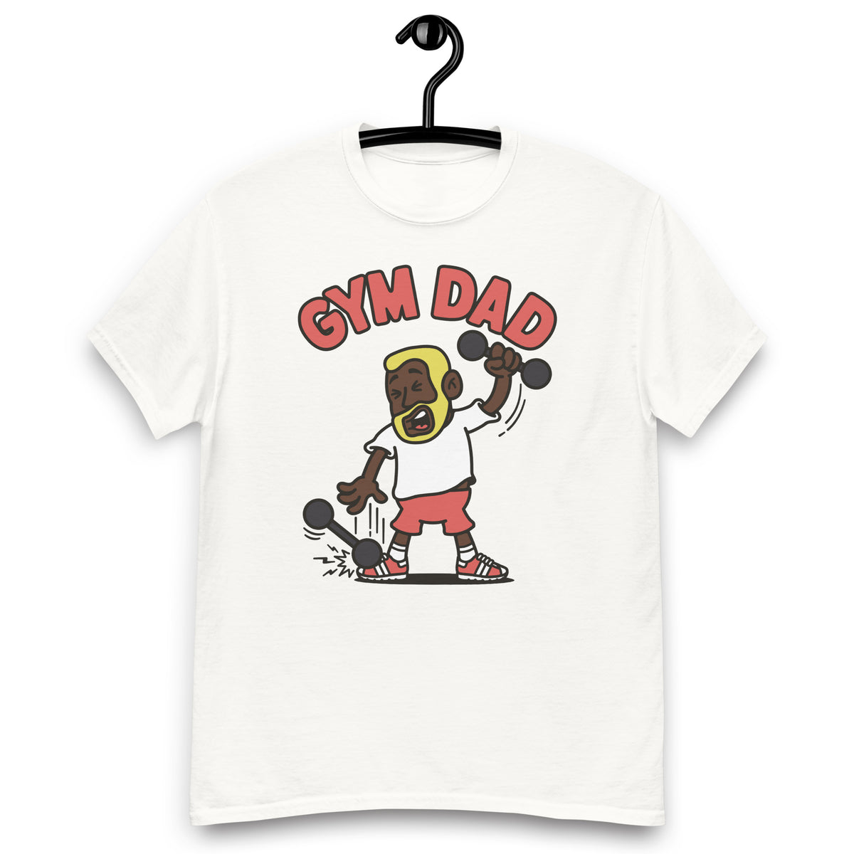 Gym Blond Hair Dark Skin Tone No-Glasses Short Beard Dad T-Shirt