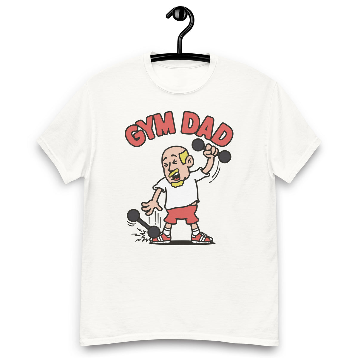 Gym Blond Hair Light Skin Tone No-Glasses Bald Moustache & Chin Beard Dad T-Shirt