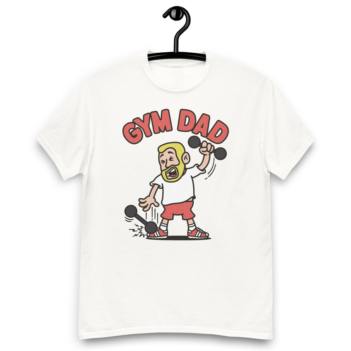 Gym Blond Hair Light Skin Tone No-Glasses Short Beard Dad T-Shirt