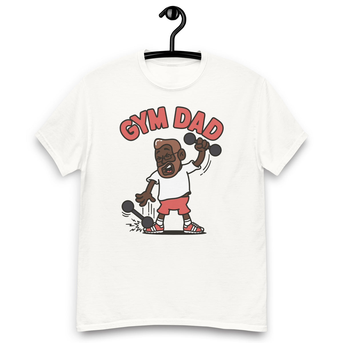 Gym Brown Hair Dark Skin Tone Glasses Medium Beard Dad T-Shirt