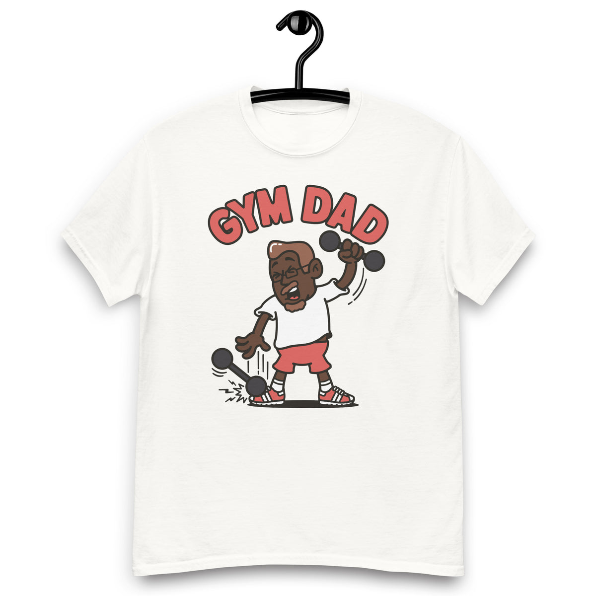 Gym Brown Hair Dark Skin Tone Glasses Medium Moustache & Chin Beard Dad T-Shirt