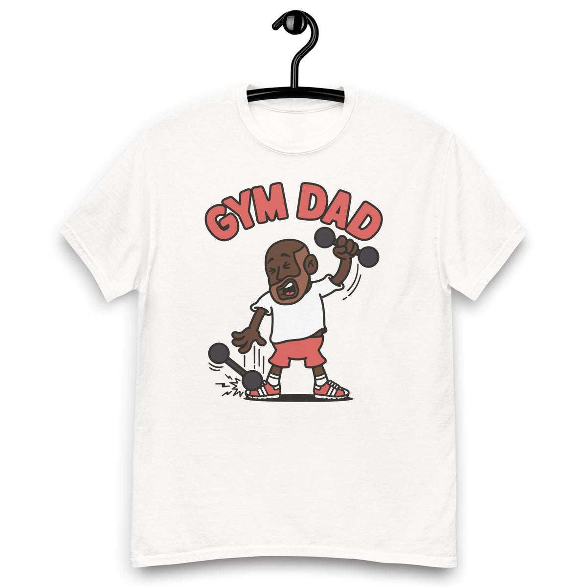 Gym Brown Hair Dark Skin Tone No-Glasses Bald Beard Dad T-Shirt