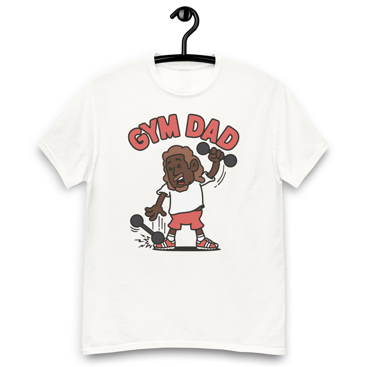 Gym Brown Hair Dark Skin Tone No-Glasses Long Moustache & Chin Beard Dad T-Shirt